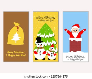 Vector illustration of winter holidays greeting cards