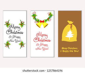 Vector illustration of winter holidays greeting cards