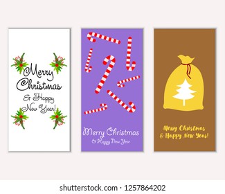 Vector illustration of winter holidays greeting cards