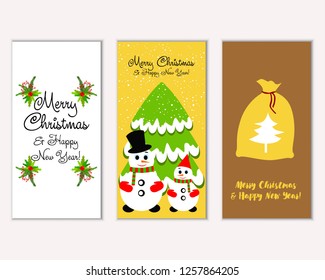 Vector illustration of winter holidays greeting cards