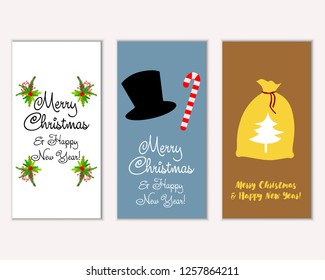 Vector illustration of winter holidays greeting cards