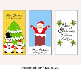 Vector illustration of winter holidays greeting cards