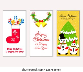 Vector illustration of winter holidays greeting cards