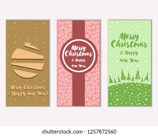 Vector illustration of winter holidays greeting cards