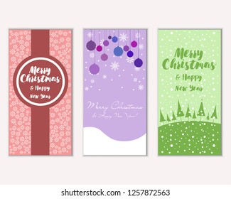 Vector illustration of winter holidays greeting cards