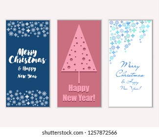 Vector illustration of winter holidays greeting cards