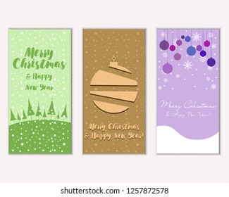 Vector illustration of winter holidays greeting cards