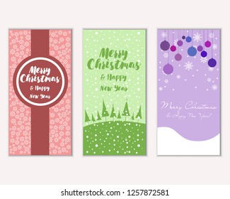 Vector illustration of winter holidays greeting cards
