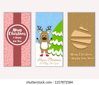 Vector illustration of winter holidays greeting cards