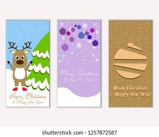 Vector illustration of winter holidays greeting cards