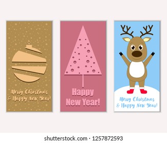 Vector illustration of winter holidays greeting cards