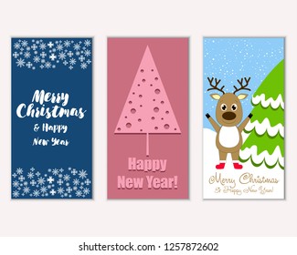 Vector illustration of winter holidays greeting cards