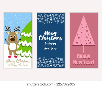 Vector illustration of winter holidays greeting cards