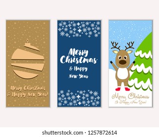 Vector illustration of winter holidays greeting cards