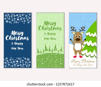 Vector illustration of winter holidays greeting cards