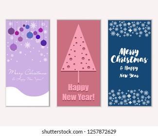 Vector illustration of winter holidays greeting cards