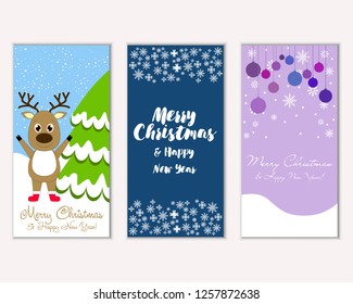 Vector illustration of winter holidays greeting cards