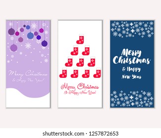 Vector illustration of winter holidays greeting cards