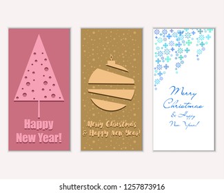 Vector illustration of winter holidays greeting cards