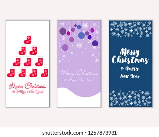 Vector illustration of winter holidays greeting cards