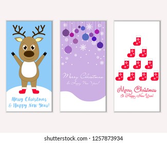 Vector illustration of winter holidays greeting cards