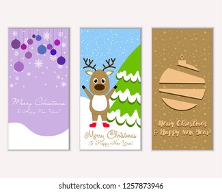 Vector illustration of winter holidays greeting cards