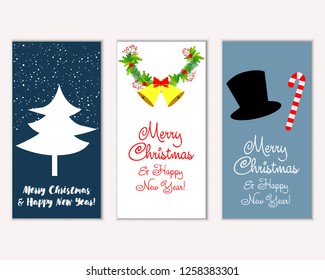 Vector illustration of winter holidays greeting cards