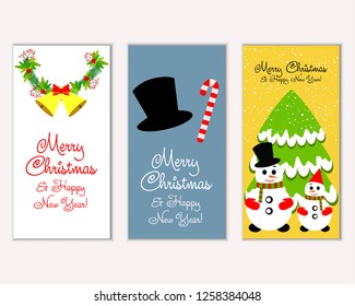 Vector illustration of winter holidays greeting cards
