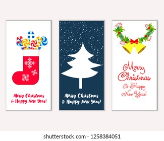 Vector illustration of winter holidays greeting cards