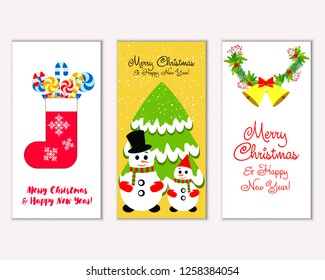Vector illustration of winter holidays greeting cards
