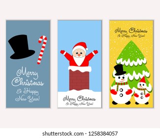 Vector illustration of winter holidays greeting cards