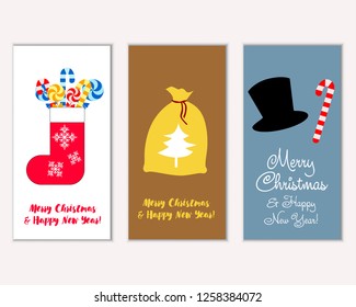 Vector illustration of winter holidays greeting cards