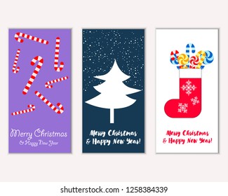 Vector illustration of winter holidays greeting cards