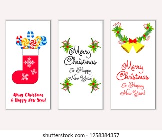 Vector illustration of winter holidays greeting cards