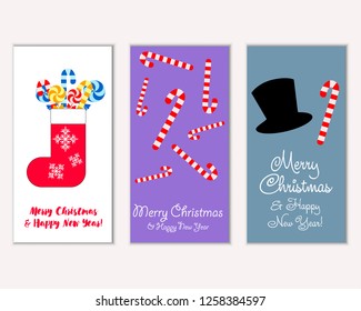 Vector illustration of winter holidays greeting cards