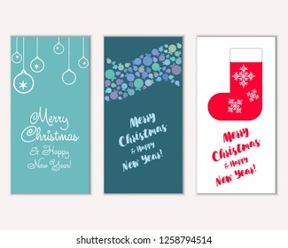 Vector illustration of winter holidays greeting cards