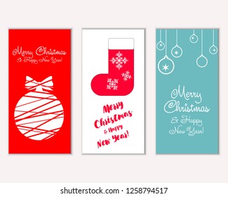 Vector illustration of winter holidays greeting cards