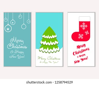 Vector illustration of winter holidays greeting cards