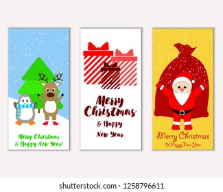 Vector illustration of winter holidays greeting cards