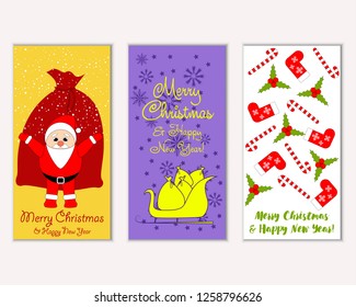 Vector illustration of winter holidays greeting cards