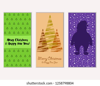 Vector illustration of winter holidays greeting cards