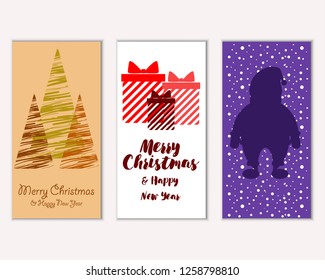 Vector illustration of winter holidays greeting cards