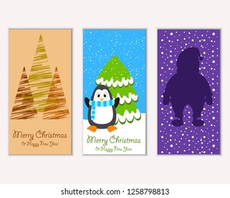 Vector illustration of winter holidays greeting cards