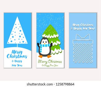 Vector illustration of winter holidays greeting cards