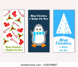 Vector illustration of winter holidays greeting cards