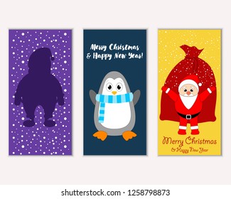 Vector illustration of winter holidays greeting cards