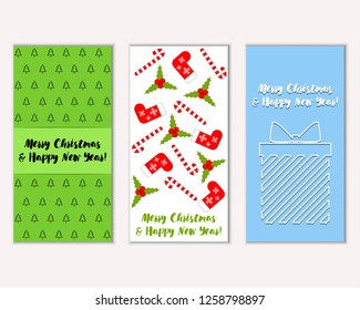 Vector illustration of winter holidays greeting cards