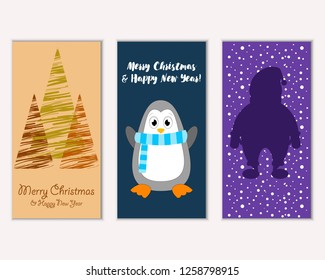 Vector illustration of winter holidays greeting cards