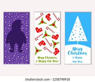 Vector illustration of winter holidays greeting cards