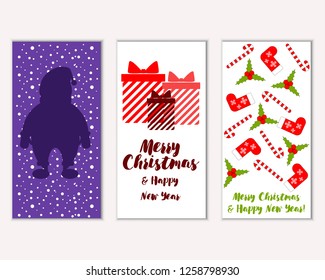 Vector illustration of winter holidays greeting cards